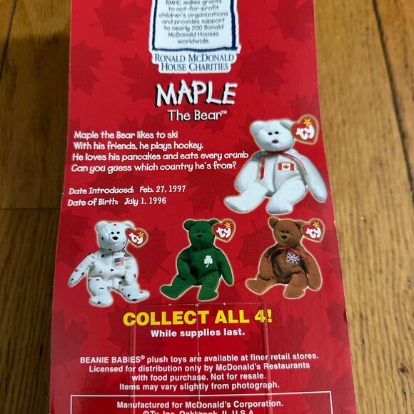 Maple the bear, still in original packaging. Born on 7/1/1996 and retired on 7/ - Picture 6 of 7